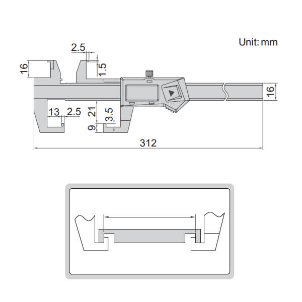 Thước kẹp điện tử đo rãnh trong Insize 1128