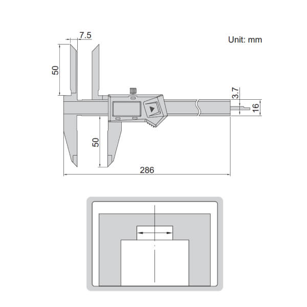 Thước kẹp điện tử Insize 1138 mỏ đo trên dài
