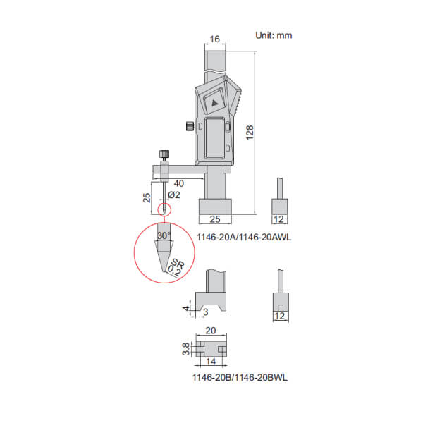 Thước đo cao điện tử mini Insize 1146
