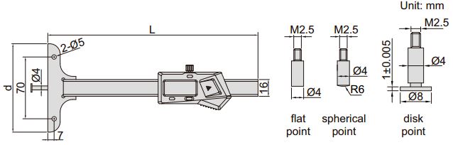 Thước đo sâu điện tử loại đầu đo tròn (không chống nước) Insize 1148