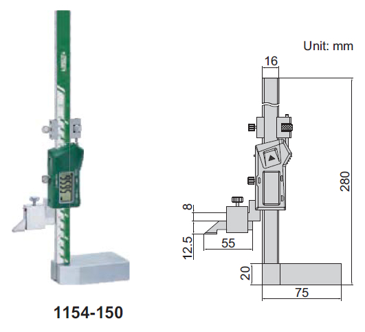 Thước đo cao điện tử (không chống nước) Insize 1154