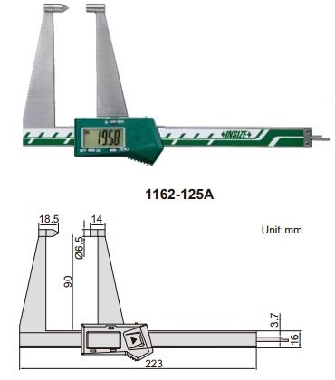 Thước kẹp điện tử đo độ dày phanh đĩa Insize (Không chống nước) 1162