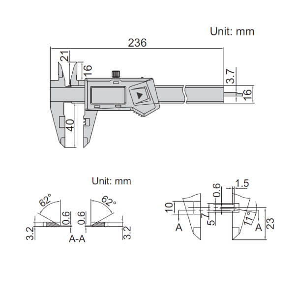 Thước kẹp điện tử đo nếp gấp Insize 1165