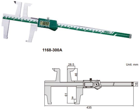 Thước kẹp điện tử đo phanh tang trống Insize (Không chống nước) 1168