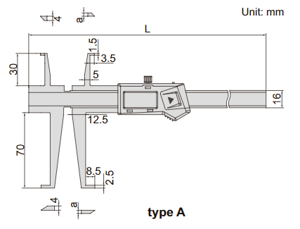 Thước kẹp điện tử đo rãnh Insize (Không chống nước) 1176