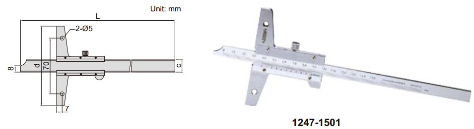 Thước đo sâu cơ khí Insize 1247-6001 3 Thước đo sâu cơ khí Insize 1247