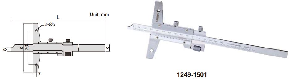Thước đo sâu cơ khí có vít tinh chỉnh Insize 1249