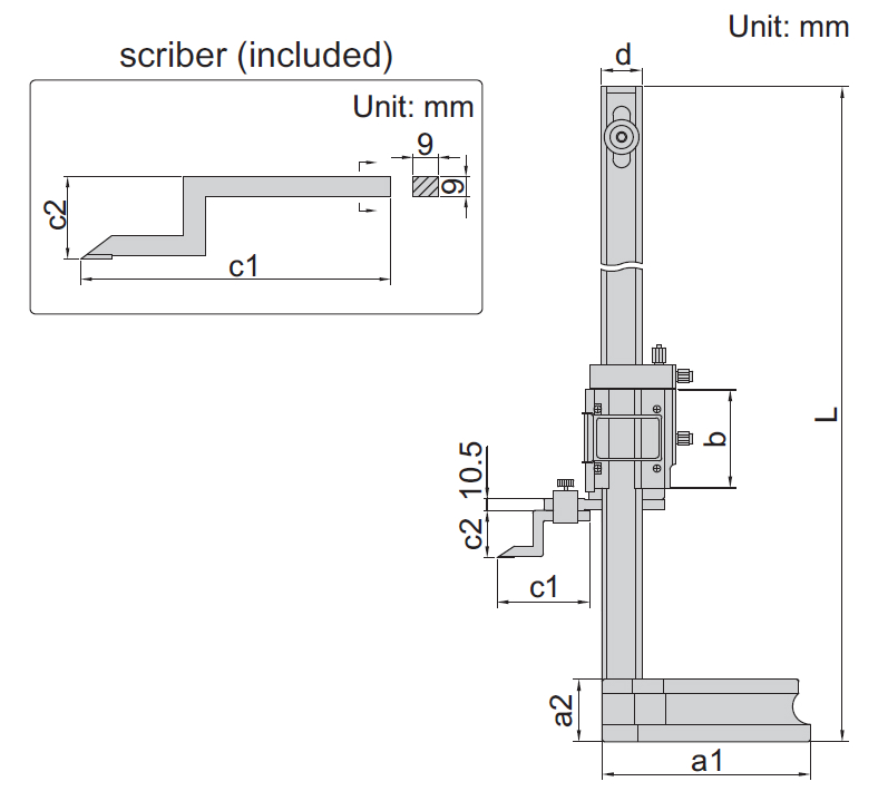 Thước đo cao cơ khí Insize 1250-300 3 Thước đo cao cơ khí Insize 1250