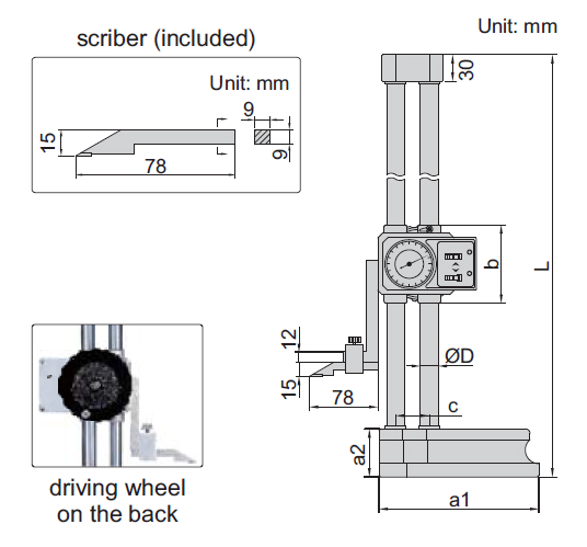 Thước đo cao đồng hồ Insize 1351-450 3 Thước đo cao đồng hồ Insize 1351 w-50
