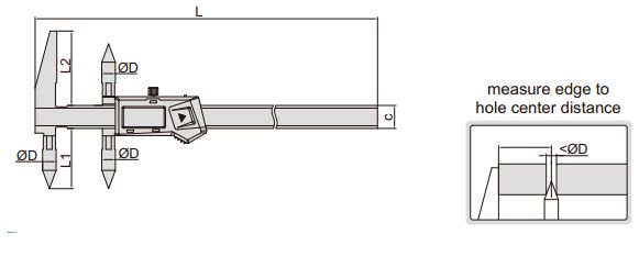 Thước kẹp điện tử đo khoảng cách tâm Insize (Không chống nước) 1525