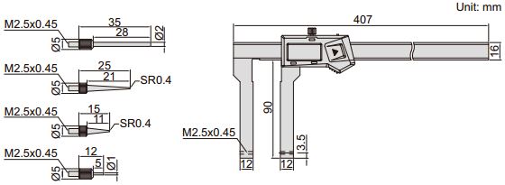 Thước kẹp điện tử nhiều đầu đo Insize (Không chống nước) 1530