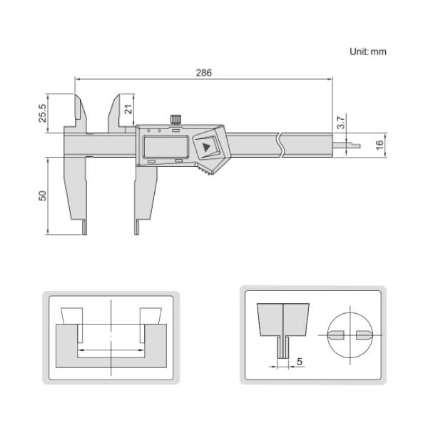 Thước kẹp điện tử có ngàm gá bề mặt Insize 1534