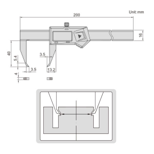 Thước kẹp điện tử đo rãnh ngoài Insize 1535-100