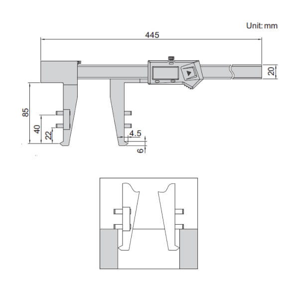Thước kẹp điện tử đo phanh tang trống Insize 1538-300