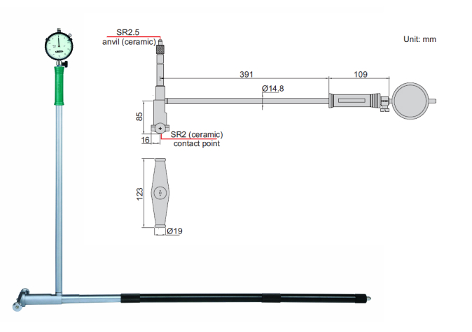 Thước đo lỗ Insize 2828-800A 2128-800A