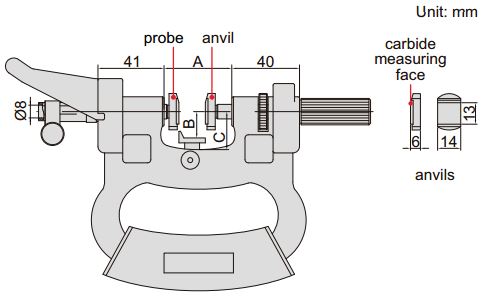 Đồng hồ cơ khí đo độ dày vật liệu Insize 2186