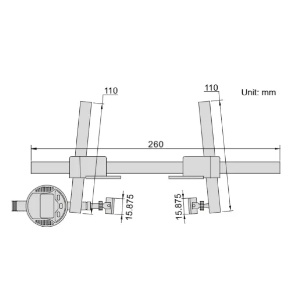 Đồng hồ so điện tử đo đường kính đỉnh ren ngoài Insize 2246