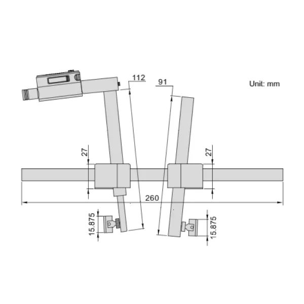 Đồng hồ so điện tử đo đường kính đỉnh ren ngoài Insize 2246