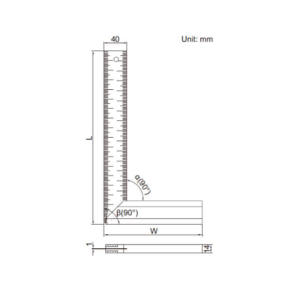 Bản vẽ thước đo thử độ vuông góc Insize 
