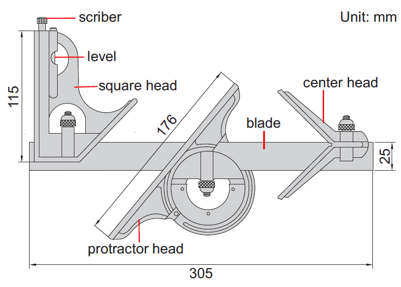Bộ thước đo góc Insize 2278