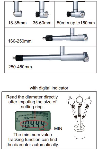 Đồng hồ đo lỗ cơ khí Insize 2322-60A 4 Đồng hồ đo lỗ Insize