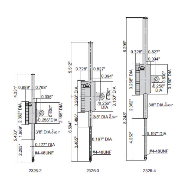 Đồng hồ so cơ khí hành trình dài hệ inch Insize 2326