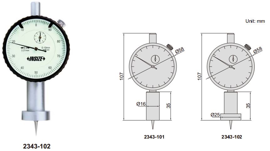 Đồng hồ đo độ sâu Insize 2343