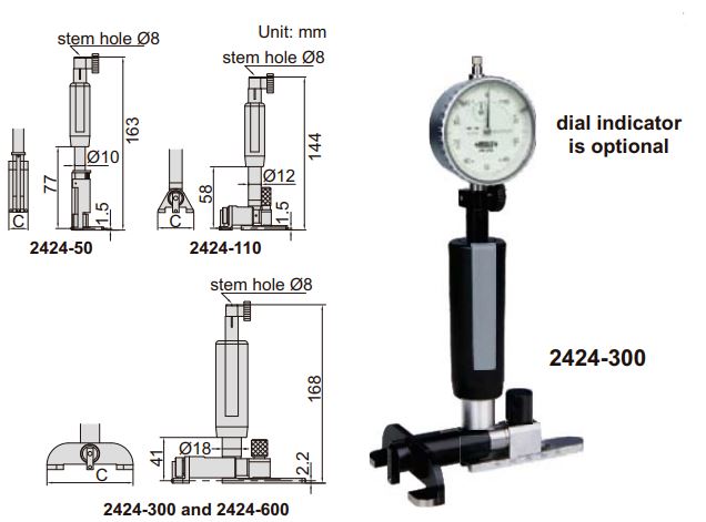 Dụng cụ đo lỗ kín Insize 2424