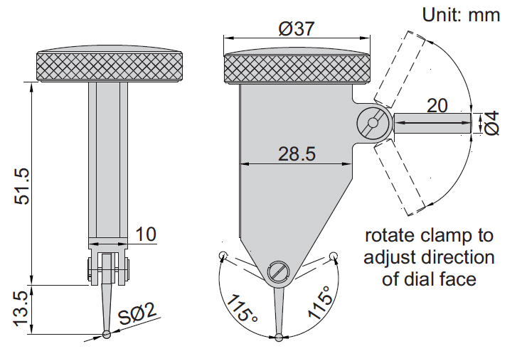Đồng hồ so chân gập dải đo lớn Insize 2480-16