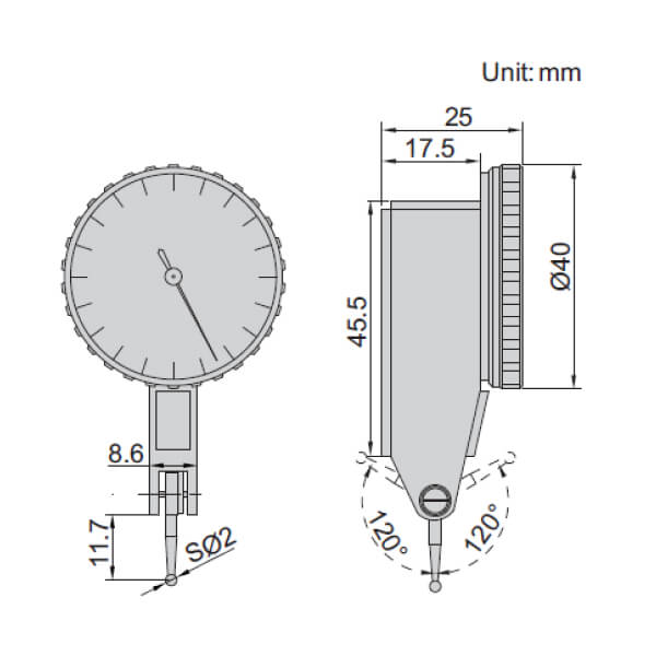 Đồng hồ so chân gập Insize 2880-02