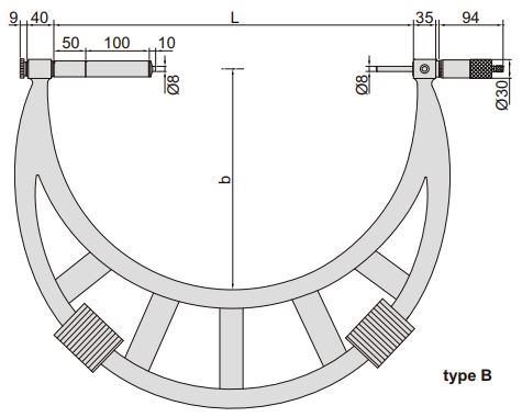 Panme cơ khí đo ngoài dải đo lớn Insize 3205-1200 2 Panme đo ngoài với phần đe có thể mở rộng Insize 3205