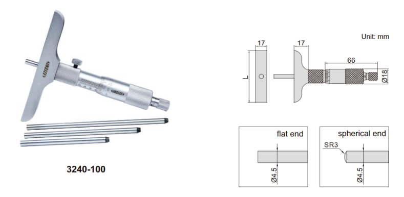 Panme đo sâu cơ khí Insize 3240-300S 2 Panme đo sâu cơ khí Insize 3240