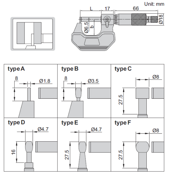 Panme cơ khí đo độ dày thành ống Insize 3261-50CA 2 Panme đo thành ống Insize 3261