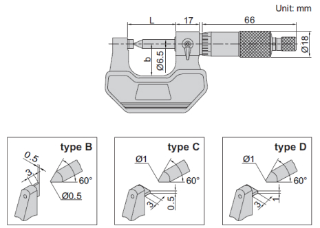 Thước panme cơ khí đo chiều cao nếp gấp Insize 3266