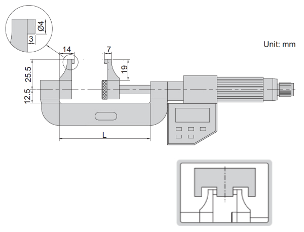 Panme đo ngoài điện tử dạng mỏ cặp Insize 3538-75 3 Thước kẹp panme điện tử Insize 3538