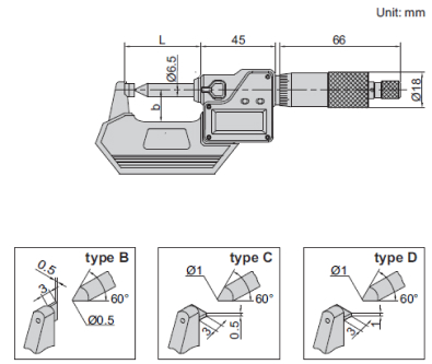 Thước panme điện tử đo chiều cao nếp gấp Insize 3566