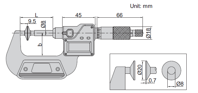Thước panme điện tử trục chính không quay Insize 3594 (Loại phổ thông)