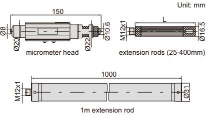 Panme đo trong điện tử dạng ống Insize 3635-4150 4 Panme đo trong điện tử dạng ống Insize 3635