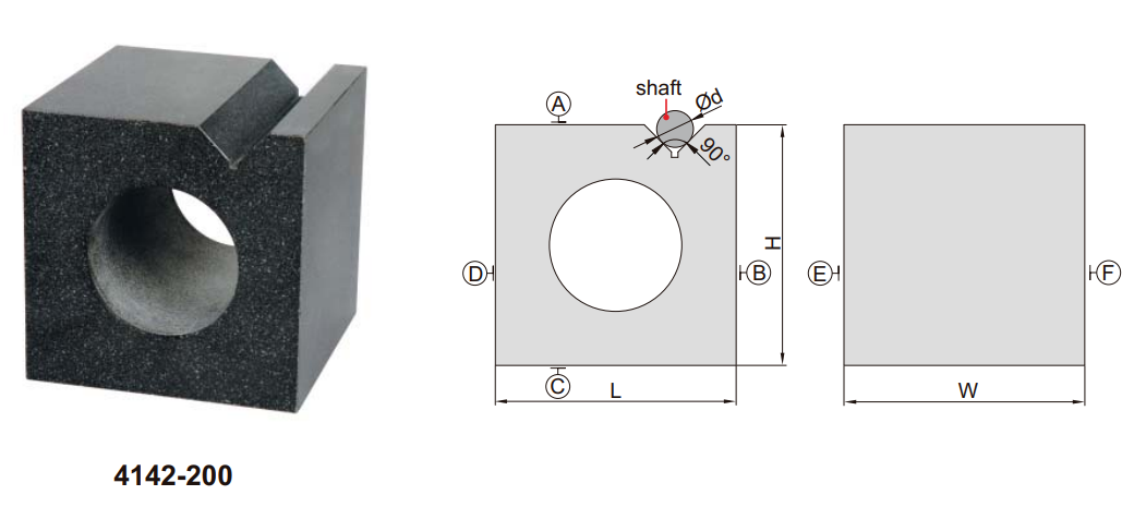 Thước đo góc vuông có rãnh chữ V bằng đá granite