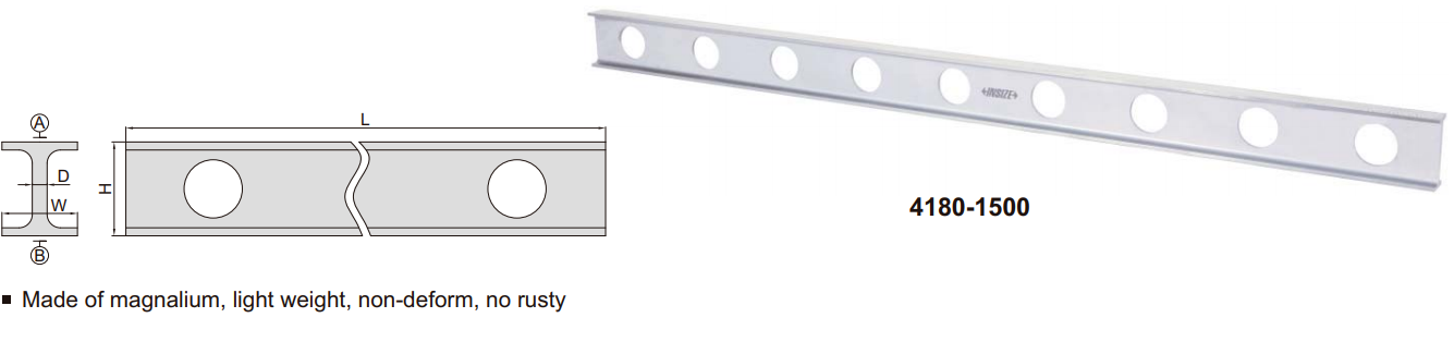 Thước đo độ thẳng bằng Magnalium Insize 4180-5000 2 Thước đo độ thẳng bằng Magnalium Insize 4180