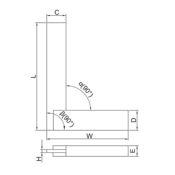 Thước đo góc vuông Insize 4705-800 (mép phẳng, đế rộng) 4 Thước đo góc vuông Insize 4705 (mép phẳng, đế rộng)