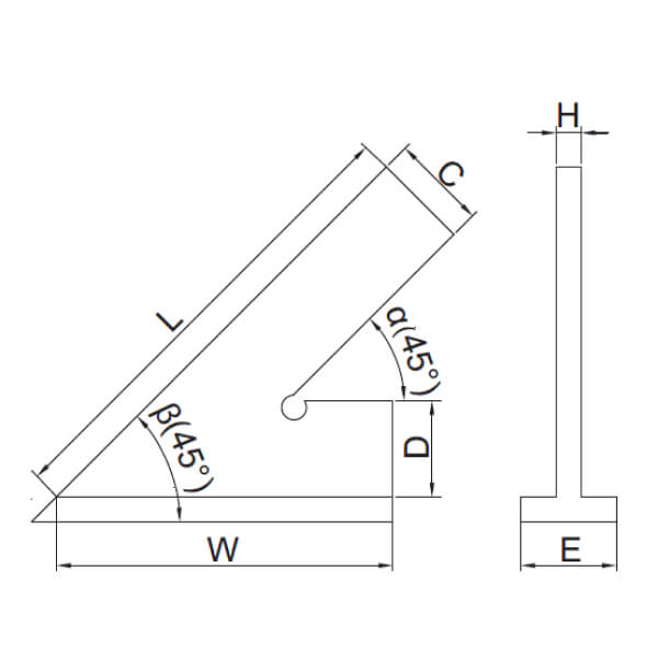 Thước đo góc 45° đế rộng Insize 4747