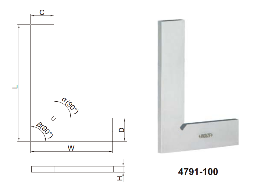 Thước đo góc vuông Insize 4791-501 2 Thước đo góc vuông mỏng Insize 4791