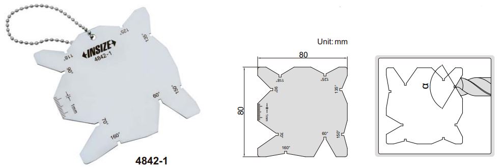 Dưỡng kiểm góc mũi khoan Insize 4842 2 Dưỡng kiểm góc mũi khoan Insize 4842