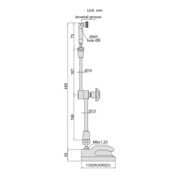 Đế gá đồng hồ so vạn năng Insize 6225-80 5 Đế gá đồng hồ so vạn năng Insize 6225