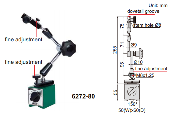 Đế từ với hai vít tinh chỉnh Insize 6272