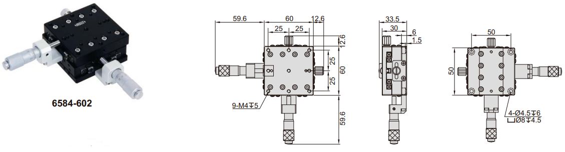 Đế chỉnh trục XY Insize 6584-602 3 Đế chỉnh trục XY Insize 6584