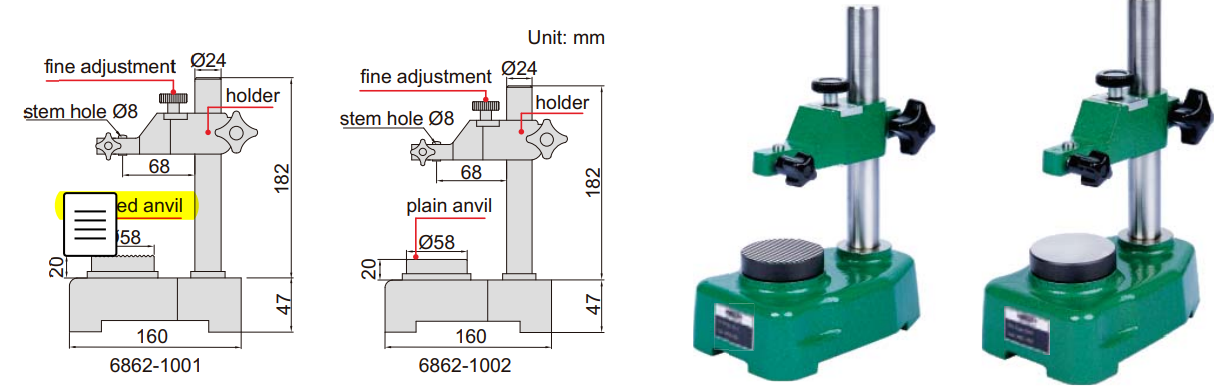 Đế gá đồng hồ so cơ khí Insize 6862