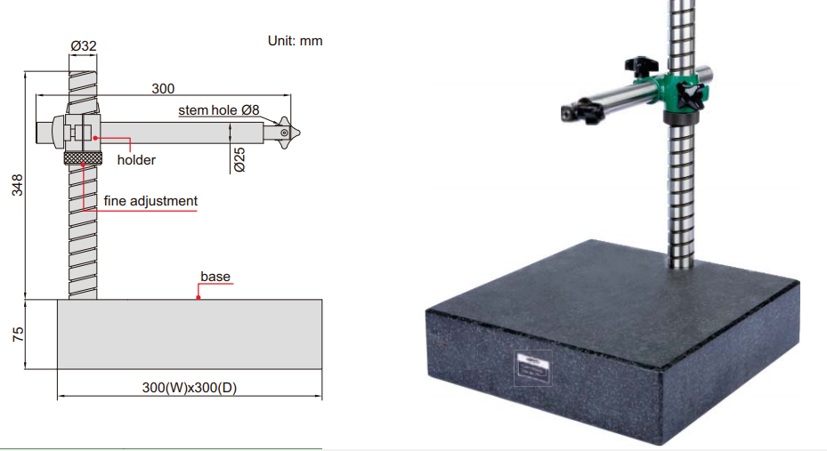 Đế gá đồng hồ so cơ khí mặt đá granit Insize 6867