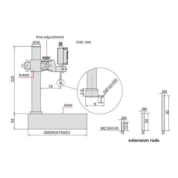 Đế gá đồng hồ đo lỗ Insize 6870